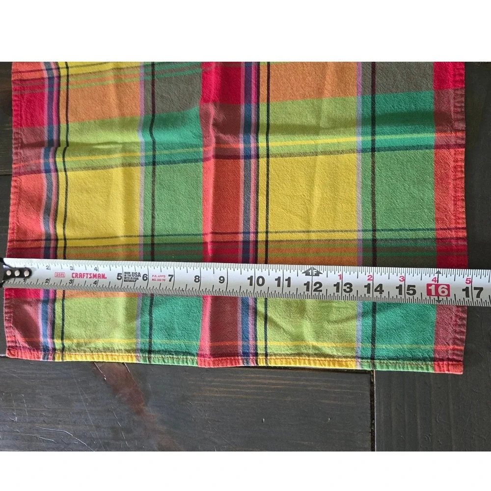 Set of 4 Vintage Madras Plaid Cotton Cloth Dinner Napkins 16x16 Multicolor